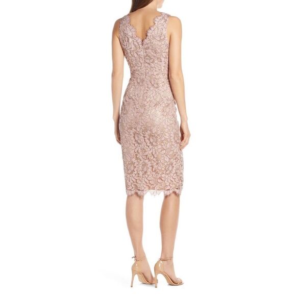 Eliza J Tulip Hem Lace V-Neck Sleeveless Cocktail Dress In Blush Pink Sz 10 NWT - Picture 2 of 6